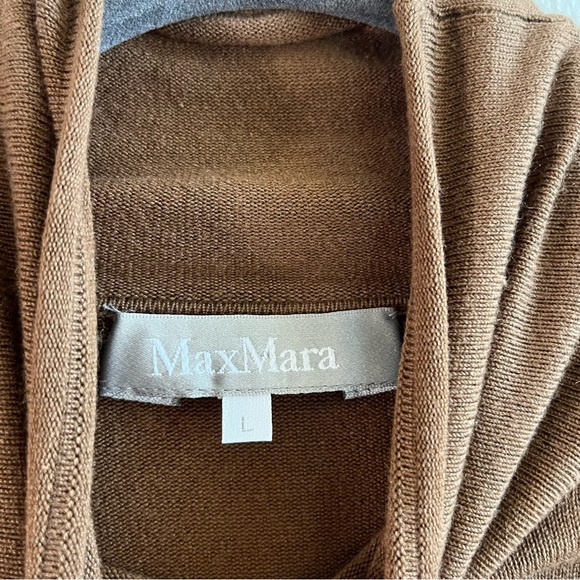 Max Mara Turtleneck Camel Tan Silk & Cashmere Blend Knit Top Sz L EUC - Picture 4 of 9